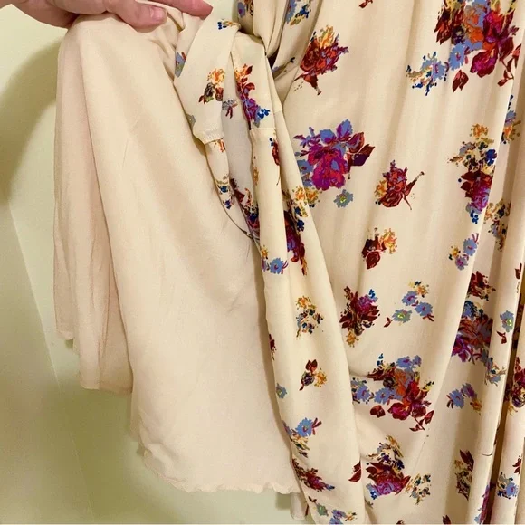 Free People Bella Babe Printed Midi Dress Cream Floral Sleeveless Sz 2 - Picture 5 of 12